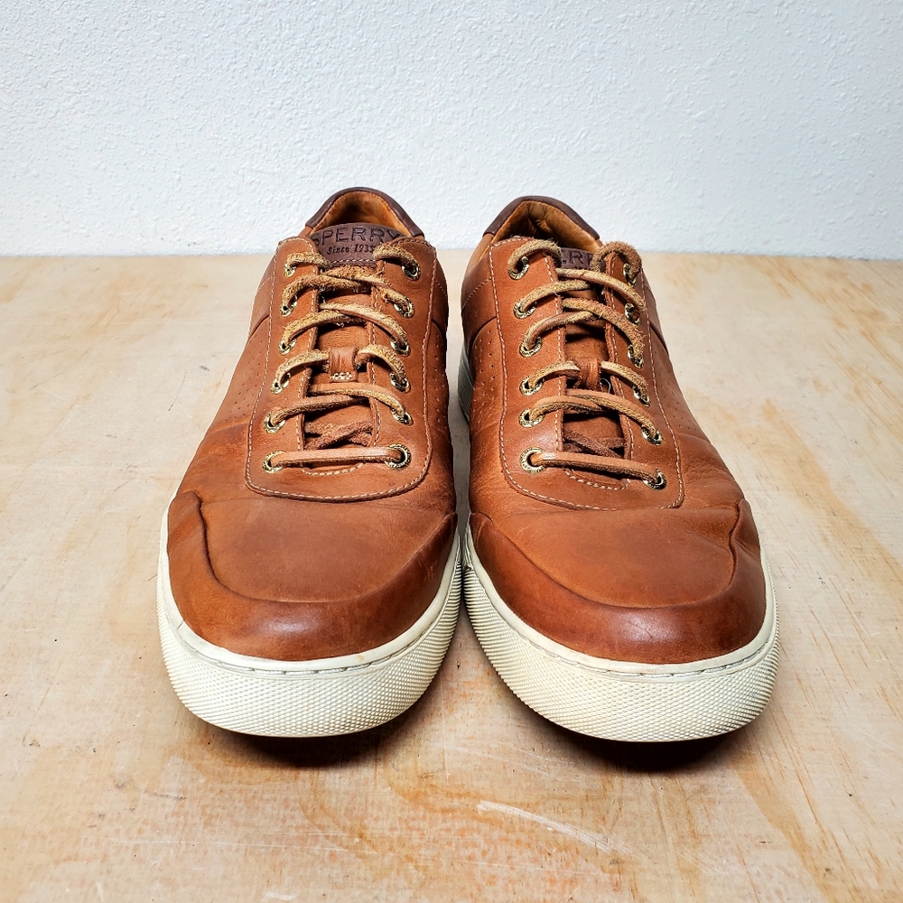 Sperry Top-Sider Tan Leather Boat Sneaker Shoes Size 11.5 M - Picture 2 of 8